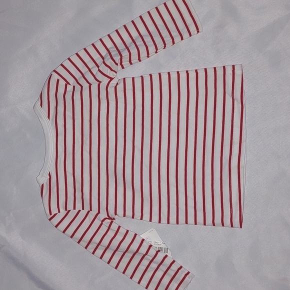 Christmas Red & White Striped Long Sleeve Santa T-shirt - Picture 3 of 4
